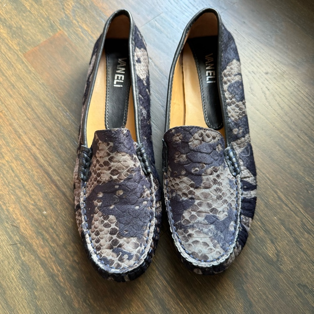 Vaneli loafer black brown with dyed calf hair sz 8